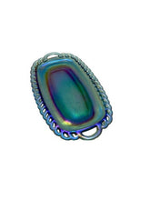 Load image into Gallery viewer, Vintage Carnival Glass Butter Tray Iridescent Blue Rainbow Trinket Dish
