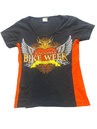 Laconia Bike Week Shirt Womens Medium Black Vance Bikerwear Motorcycle Biker