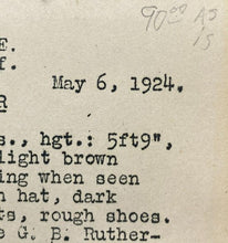 Load image into Gallery viewer, 1924 Wanted Postcard Murder Suspect Sheriff California Antique Postmarked Rare
