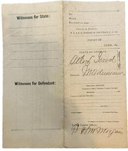 Load image into Gallery viewer, 1892 Arrest Warrant Misdemeanor Watch Theft Savanah Georgia Antique Ephemera
