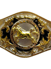 Load image into Gallery viewer, Western Cowboy Belt Buckle Classic Style Golden Horse Fastener Large Men

