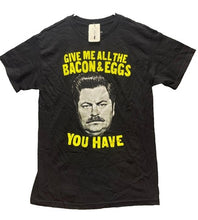 Load image into Gallery viewer, Ron Swanson Shirt Adult Medium Give Me All Bacon &amp; Eggs You Have Funny Mens NWT
