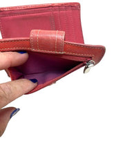 Load image into Gallery viewer, Fossil Wallet Card Holder Coins Pockets Studded Genuine Leather Pink Orange
