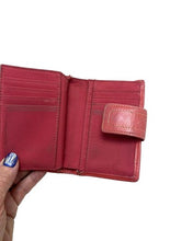 Load image into Gallery viewer, Fossil Wallet Card Holder Coins Pockets Studded Genuine Leather Pink Orange
