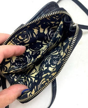 Load image into Gallery viewer, Brighton Crossbody Wallet Black Pebbled Leather Studded Convertible Adjustable
