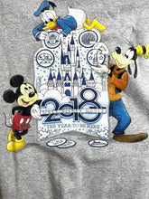 Load image into Gallery viewer, Disney Parks Sweatshirt Adult 2XL Gray 2018 Magic Mickey Goofy Donald Hoodie Men
