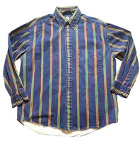 Load image into Gallery viewer, VTG Timber Trail Shirt Adult Medium Blue Striped Button Up Pocket Casual Mens
