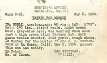 Load image into Gallery viewer, 1924 Wanted Postcard Murder Suspect Sheriff California Antique Postmarked Rare
