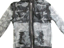 Load image into Gallery viewer, New Look Jacket Womens Medium Black Camouflaged Full Zip Hoodie Sheer Fishnet
