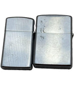 Load image into Gallery viewer, Lot of 2 Vintage Zippo Lighters Bradford Silver Metal Flip-top
