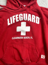 Load image into Gallery viewer, Lifeguard Sweatshirt Adult Medium Red Clearwater Beach FL Hoodie Pullover Mens
