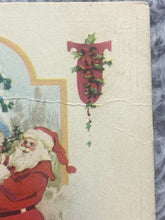Load image into Gallery viewer, Vintage Santa Claus Post Card Red Suit Bag of Toys Mistletoe
