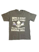 Load image into Gallery viewer, Boy Scout Shirt Adult Medium Olive Green Skull Tents Camp Survival Grunge Mens
