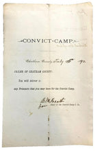 Load image into Gallery viewer, 1892 Convict Camp Requisition Jailer Prisoner Georgia Antique Ephemera
