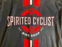 Load image into Gallery viewer, Spirited Cyclist Bike Shop Shirt Adult Large Black Full Zip Cycling Jersey Mens
