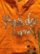 Load image into Gallery viewer, Panda Land Shirt Womens 4 Orange 1/2 Zip Hooded Fishnet Sequins Beaded Calida
