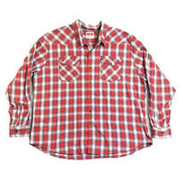 Load image into Gallery viewer, Wrangler Shirt Adult 3XL XXXL Red White Plaid Button Up Flannel Spandex Mens
