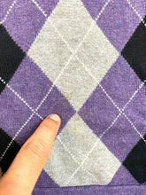 Load image into Gallery viewer, Geoffrey Beene Sweater Womens Extra Large Purple Argyle Diamond Sport Outerwear
