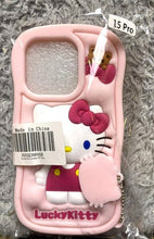 Load image into Gallery viewer, Hello Kitty iPhone 15 Pro Phone Case Lucky Kitty Silicone Pink NEW

