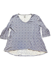 Load image into Gallery viewer, Chicos Shirt Womens 2 Blue Geometric Oversized Lagenlook Boho Flowy Blouse Tunic
