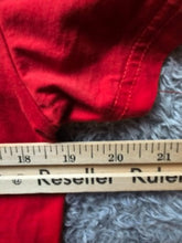 Load image into Gallery viewer, Fried Denim Shirt Womens Large Red Spandex Stretch Embossed Logo Streetwear Y2K
