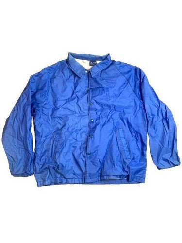 J Blair Jacket Adult Extra Large Blue Snaps Nylon Windbreaker Outerwear Mens