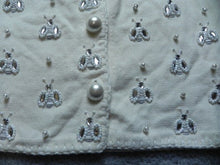 Load image into Gallery viewer, Michael Simon Sweater Womens Medium Beaded Bee Pearl Button Down Cardigan Ladies
