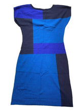 Load image into Gallery viewer, The Limited Dress Womens Small Blue Black Colorblock Knitted Sheath A-Line Lady
