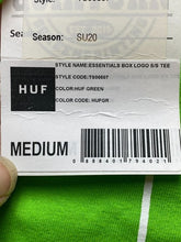 Load image into Gallery viewer, HUF Shirt Adult Medium Lime Green Essentials Box Logo Crewneck Classic NWT
