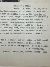 Load image into Gallery viewer, 1912 Wanted Poster Embezzlement Knoxville Iowa Photo Antique Ephemera
