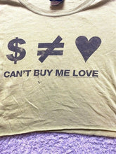 Load image into Gallery viewer, VTG Can't by Me Love Shirt Womens Medium Green Cropped 90s Lennon McCartney Lady
