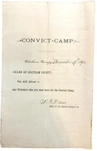 Load image into Gallery viewer, 1892 Convict Camp Requisition Jailer Prisoners Antique Ephemera
