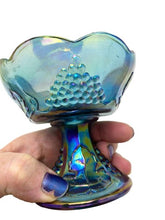 Load image into Gallery viewer, Vintage Carnival Glass Iridescent Harvest Blue Candle Holder

