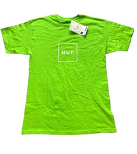 Load image into Gallery viewer, HUF Shirt Adult Medium Lime Green Essentials Box Logo Crewneck Classic NWT
