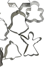 Load image into Gallery viewer, Vintage Cookie Cutter Lot of 15 Holiday Santa Christmas Tree Bell Metal Tin
