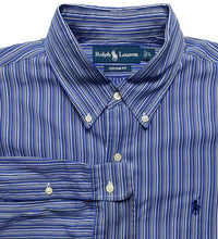 Load image into Gallery viewer, Ralph Lauren Shirt Adult Large Blue Striped Custom Fit Button Up Casual Mens
