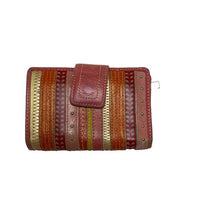 Load image into Gallery viewer, Fossil Wallet Card Holder Coins Pockets Studded Genuine Leather Pink Orange
