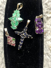 Load image into Gallery viewer, Lot of 4 Pendants Emerald Sapphire Amethyst Citrine Gems Lab Created NEW
