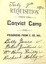 Load image into Gallery viewer, 1892 Convict Camp Requisition Jailer Prisoners Antique Ephemera
