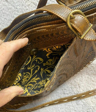 Load image into Gallery viewer, Labrado Leather Purse Tooled Cognac Brown Convertible Crossbody Western Bag

