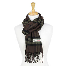Load image into Gallery viewer, Plaid Cashmere Feel Scarf 12-pack Brown
