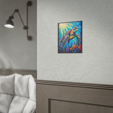 Load image into Gallery viewer, Vibrant Sunlit Sea Turtle Poster - Colorful Underwater Ocean Wall Decor

