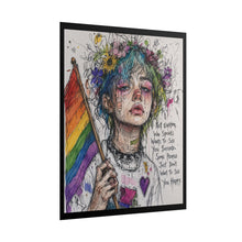 Load image into Gallery viewer, "Want To See You Happy" Pride Art | Fine Line Sketch Holding Flag Poster
