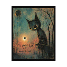 Load image into Gallery viewer, Rolled Poster – 'The Smallest Light Still Breaks the Dark' Cat Art Print
