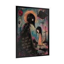 Load image into Gallery viewer, Rolled Poster — Gothic Crow and Girl Art Print with Quote “The Scars You Can't See Are The Ones That Raised You”
