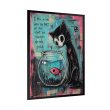 Load image into Gallery viewer, Rolled Poster — Whimsical Cat &amp; Fish Art Print ("I Fell in Love with the Part of You That You Thought No One Could")
