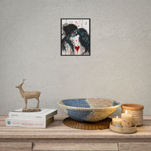 Load image into Gallery viewer, Rolled Poster — Gothic Romantic Art Print: Woman &amp; Raven with Dripping Heart
