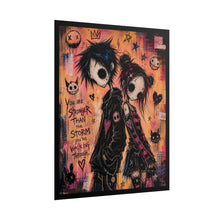 Load image into Gallery viewer, Gothic Emo Couple Art Print – "You Are Stronger Than The Storm You're Walking Through" Resilient Wall Decor
