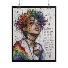 Load image into Gallery viewer, "Deserve To Take Up Space" Pride Wall Art | Rainbow Curly Hair Poster
