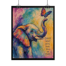 Load image into Gallery viewer, Colorful Elephant &amp; Butterfly Inspirational Wall Art Poster | Vibrant Abstract Animal Print

